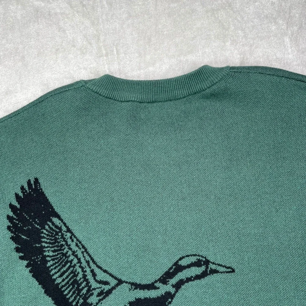 Waggle Migration Wildknit Sweater Mens 2XL Green Black Duck Graphic Crewneck‎